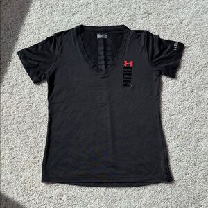 Under Armour Women's Black and Orange Run Tee